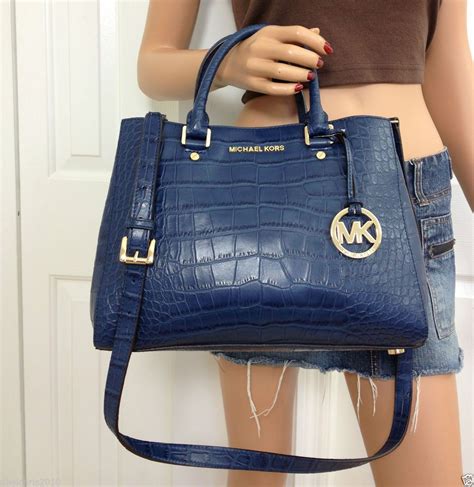 michael kors navy blue purses|michael kors blue shoulder bag.